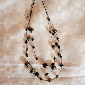 Silver, Black and Jet-Tone Multistrand Necklace